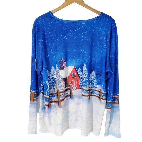 Gloria Vanderbilt Casuals Women Tabitha Shirt Snowy Scene Long Sleeve 2XL New - Picture 6 of 12